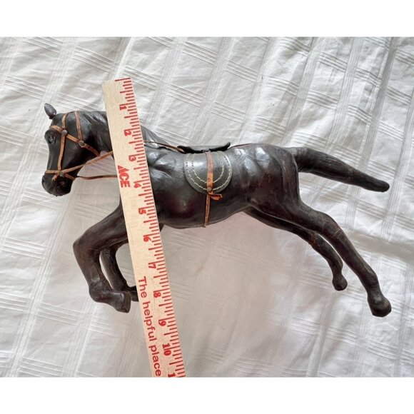 Leather Wrapped Horse Statue Figure 16"L x 10"H Equestrian Equine Glass Eye Vtg - Picture 8 of 16